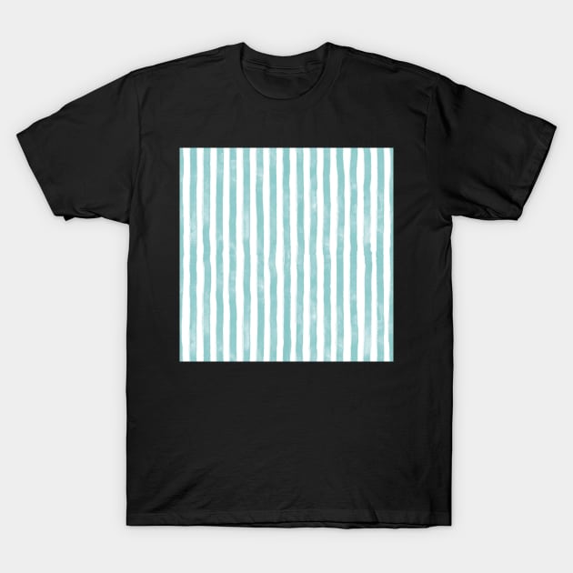 Beach day watercolor stripes in soft turquoise T-Shirt by FrancesPoff